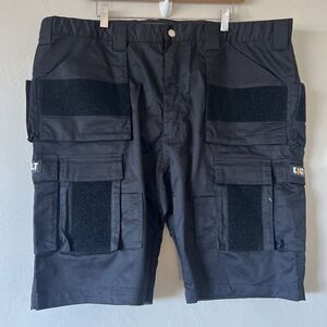 Kalt Gear Workwear Cargo Shorts Black Pockets Waist Size 46 Heavy Duty